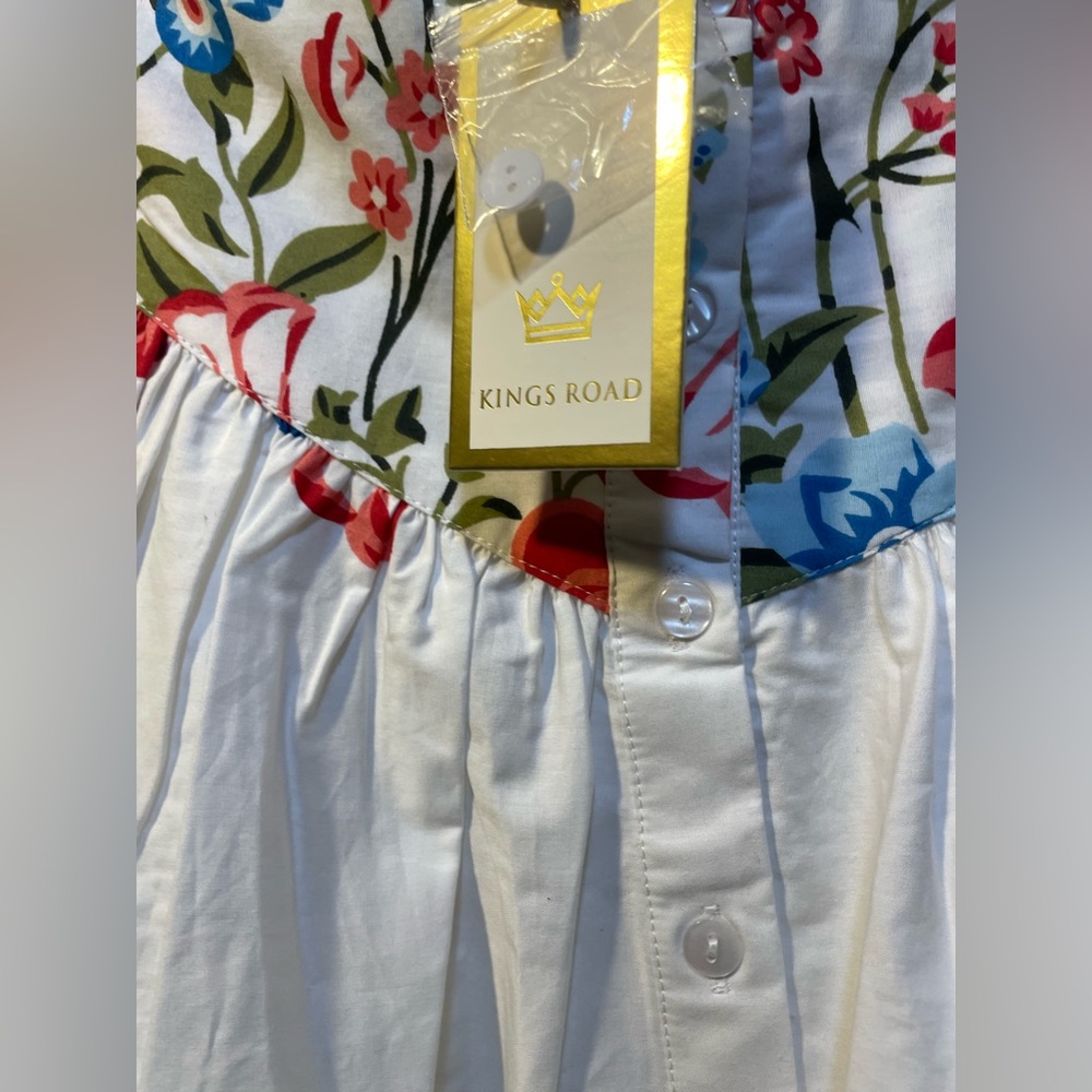 Kings Road White Floral Button-Front Skirt